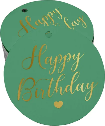 Vista 23 de Etiqueta de papel para colgar con texto en inglés «Happy Birthday» (50 unidades)