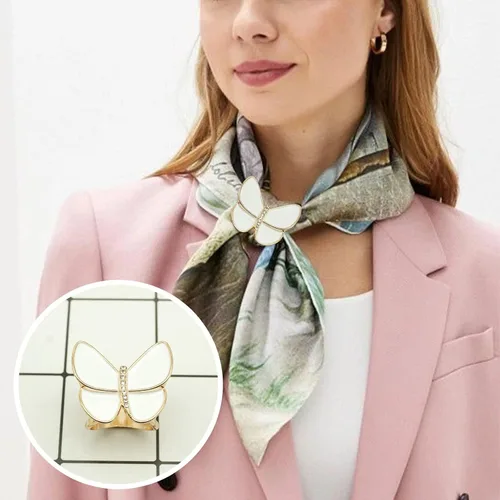 Vista 79 de 4 piezas de clip de anillo de bufanda para mujer, broche de perlas y flores, hebilla de metal para chal, accesorios de decoración para damas y niñas