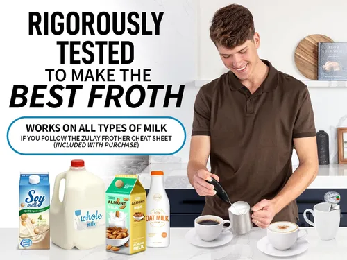 Vista 26 de Zulay Milk Boss Espumador de leche potente manual, hace espuma para latte, batidor para mezclar bebidas, café, miniespumador para capuchino, frappé