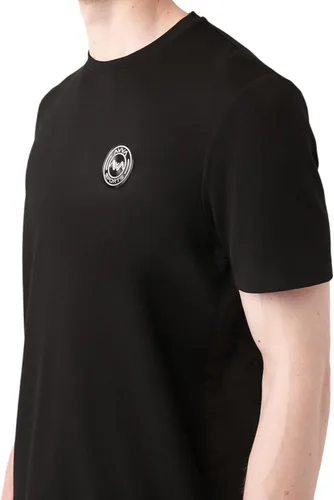 Vista 2 de Avva Camiseta Garni Pieced, cuello redondo, ajuste delgado, manga corta, talla S-2XL, negro, blanco