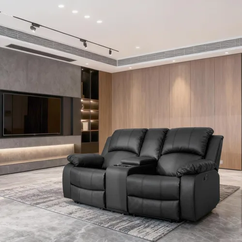 Vista 11 de Living Room Furniture Sets, Leather Recliner Sofa, Sectional Sofa Set with Convertible Table & Cup Holders, 3 Pieces Furniture for Living