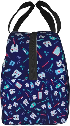 Vista 3 de Bolsa de Almuerzo Higienista Dental Lonchera para Mujeres y Hombres Bolsa de Picnic Aislada Enfriador Térmico Bolsa Tote Linda para Trabajo Camping
