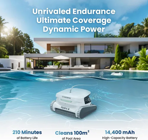 Vista 11 de Chasing Hydro 4 - Aspiradora de piscina para piscinas enterradas, robot de piscina con batería de 210 minutos para limpieza de pisos, paredes