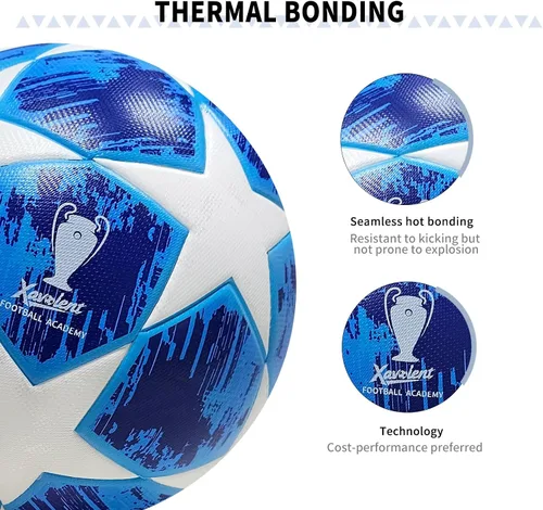 Vista 3 de Professional Soccer Ball Size 5,4 -Thermal Bonded Waterproof PU Match-Quality Training Ball with Pump