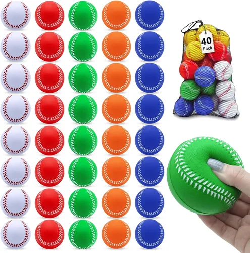 Vista 20 de Magicorange Béisbol, Bolas de Espuma para Entrenamiento de Béisbol Bolas de Práctica sin Marcado para Golpear, Lanzamiento Suave, Bateo, Campo