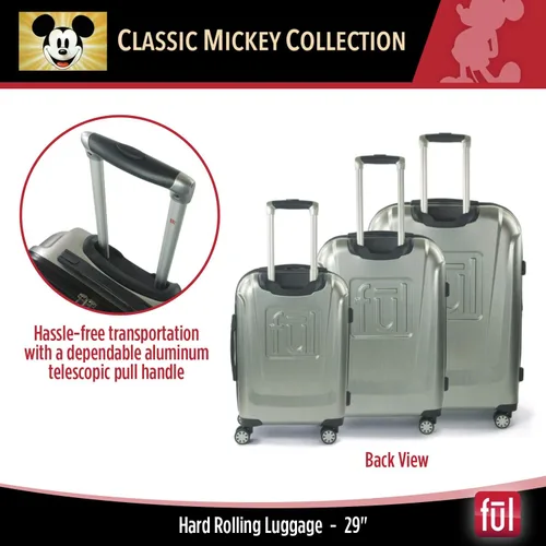 Vista 3 de FUL Disney Mickey Mouse - Maleta rígida con ruedas giratorias plateado Disney Mickey Mouse - Maleta rígida con ruedas giratorias