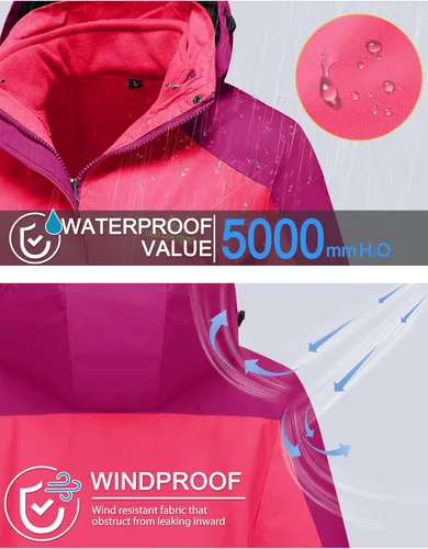 Vista 4 de MAGCOMSEN Women's 3-in-1 Winter Coats Snow Ski Jacket Water Resistant Windproof Fleece Lined Winter Jacket Parka