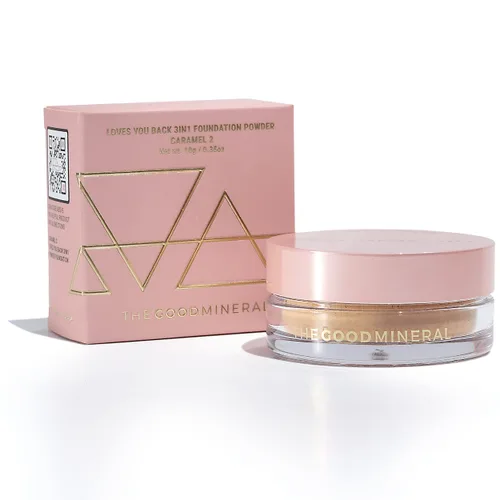 Vista 20 de The Good Mineral Loves-You-Back Base de maquillaje mineral en polvo 3 en 1 (CARAMEL 3) Diseñada para pieles sensibles y propensas al acné para una