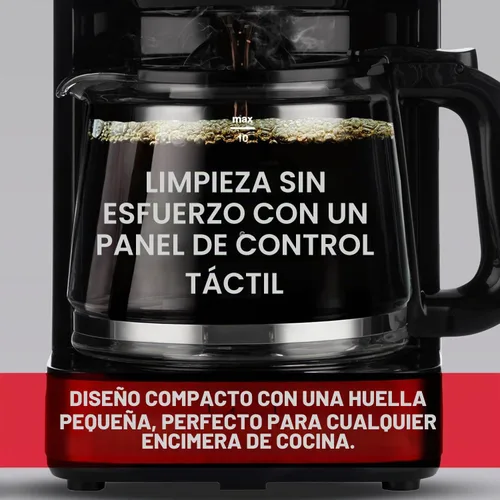 Vista 4 de Melitta Aroma Tocco - Cafetera de goteo de vidrio de 10 tazas, automática y programable, capacidad de 96 onzas con 5 filtros de café, color negro