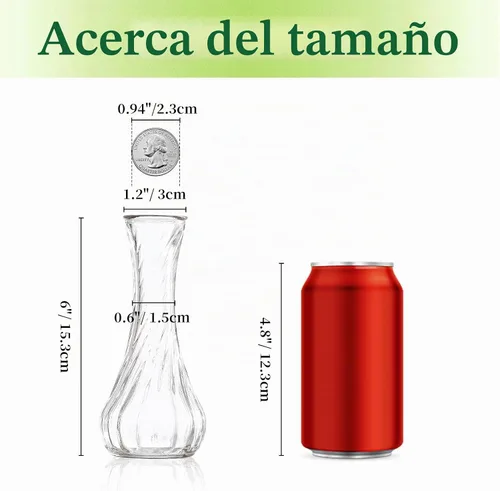 Vista 5 de Hewory Juego de 12 jarrones de cristal pequeños para flores, jarrones transparentes a granel, bonitos jarrones de vidrio para centros de mesa, mini