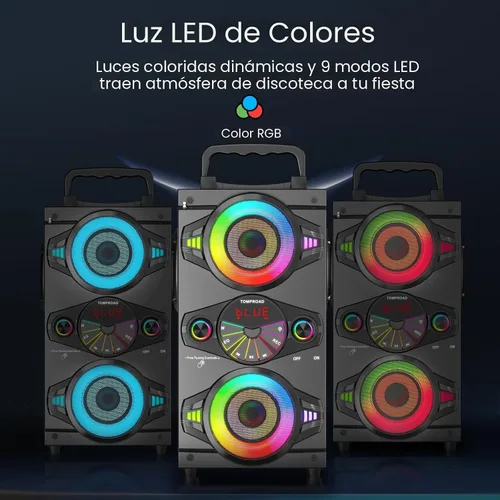 Vista 3 de Altavoces Bluetooth Portátiles 60W Gran Potencia Inalámbrico Fuerte Sonido de Graves Estéreo Boombox Altavoz de Fiesta en Casa con Subwoofer, Radio