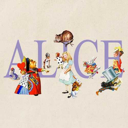 Vista 3 de CafePress ALICE & FRIENDS IN WONDERLAND - Bolsa reutilizable de lona color beige natural