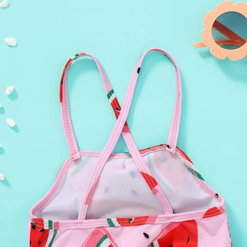 Vista 5 de Bebé Niña Sandía Traje De Baño Dinosaurio Limón Sin Espalda Traje De Baño Infantil Halter