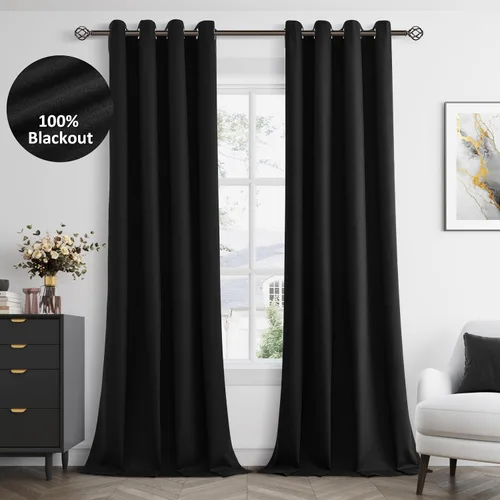 Vista 33 de Beige White Linen Blackout Curtains 90 Length 2 Panels Set for Living Room Bedroom, 100% Black Out Thermal Insulated Linen Drapes, Room Darkening