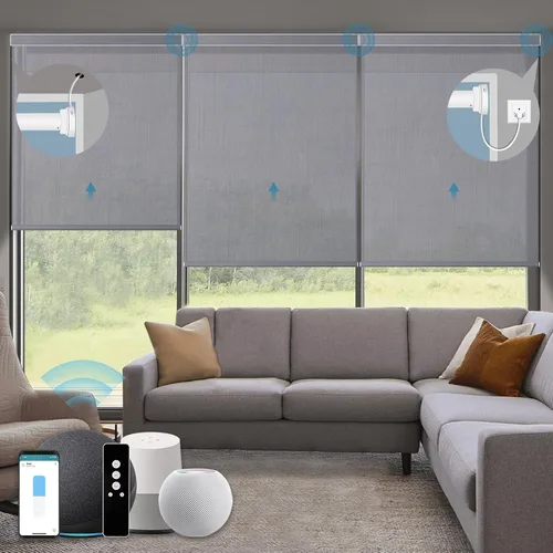 Vista 33 de Persianas enrollables inteligentes, persianas enrollables con cable 1% de apertura, compatibles con Google Home Alexa, persianas automáticas 1%