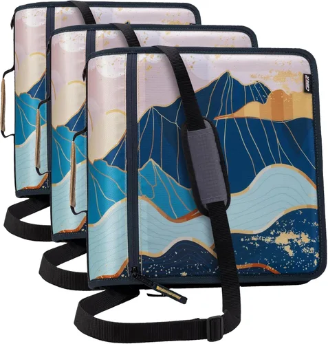 Vista 14 de Case-it Mighty Zip Tab - Carpeta escolar con cremallera Anillas en O de 3 pulgadas, capacidad de 600 hojas, carpeta de archivos expandible de 5 Un