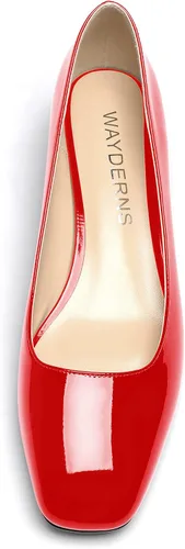 Vista 3 de WAYDERNS Zapatos de tacón bajo grueso con punta cuadrada para mujer, de 1.5 pulgadas