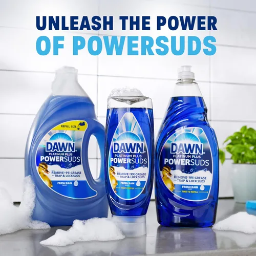 Vista 9 de Dawn Platinum Plus PowerSuds EZ-Squeeze - Jabón líquido para platos, líquido para lavavajillas, eliminación de grasa, botella al revés, aroma a