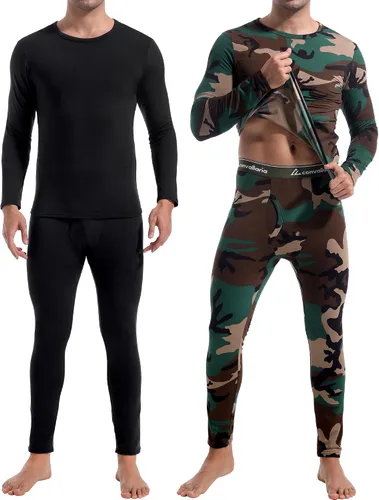 Vista 20 de 2 o 3 juegos de ropa interior térmica para hombre, ropa interior larga Negro y Negro