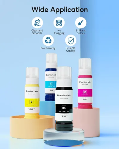 Vista 4 de CEEBOO 522 de alta capacidad (5 botellas) Botella de tinta recargable de repuesto para botellas de recarga de tinta compatibles con Epson 522