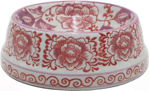 Vista 9 de Aimusego Plato chino de cerámica azul de 6.7 pulgadas para alimentos y agua para perros pequeños y medianos/gatos, tazón antideslizante de porcelana