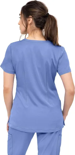 Vista 3 de SOULFUL SCRUBS Chloe 3002 para mujer, 2 bolsillos, cuello en V, ajuste regular, elegante camiseta médica para mujer