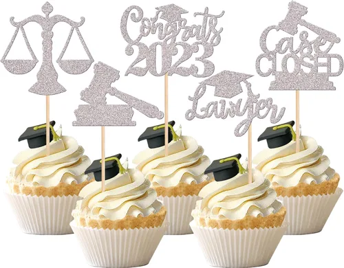 Vista 45 de 30 piezas de decoración para cupcakes de graduación para la clase de 2026 con purpurina brillante para el futuro diploma hecho 2026 Felicidades