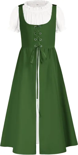 Vista 17 de Scarlet Darkness Vestido renacentista para niñas, disfraz de princesa medieval de dos piezas, 7-14 años