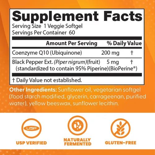 Vista 4 de Doctors Best COQ10 de Alta Absorción, Apoyo Cardíaco y Energético, Verificado por USP, CoQ10 Fermentado Naturalmente, Sin OGM, Sin Gluten, Sin Soja