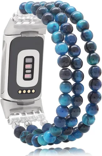 Vista 7 de C&L Accessories Compatible con Fitbit Charge 6/5 Pulsera de Reemplazo con Cuentas de Piedras Preciosas Naturales Hecha a Mano Ajustable para Mujeres