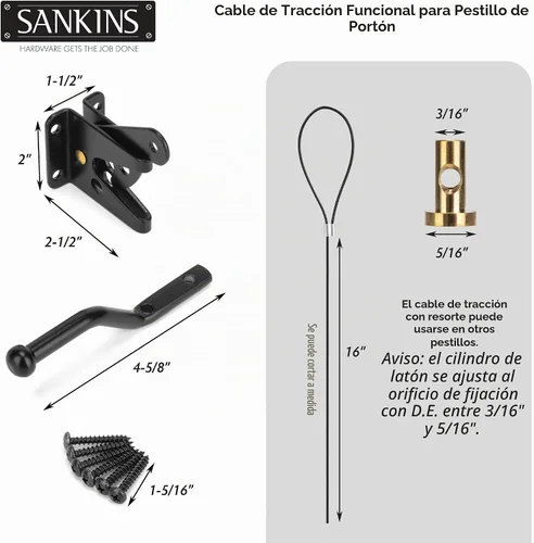 Vista 3 de Pestillo de puerta de bloqueo automático para valla de madera con tirador