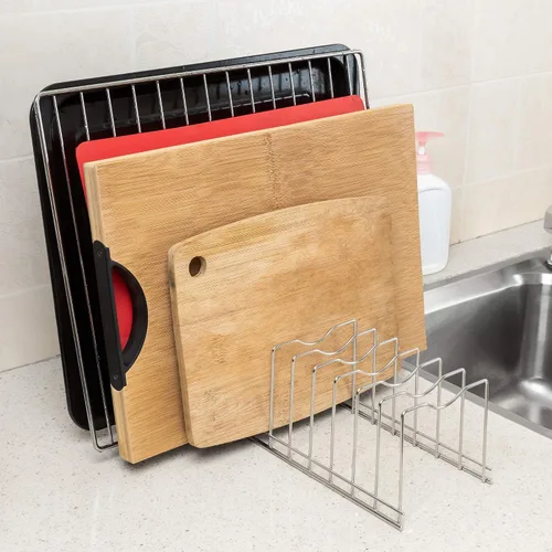 Vista 2 de Slideep Organizador de tapa de olla, organizador de almacenamiento de platos de cocina, estante de secado, organizador de tapa de olla para hornear