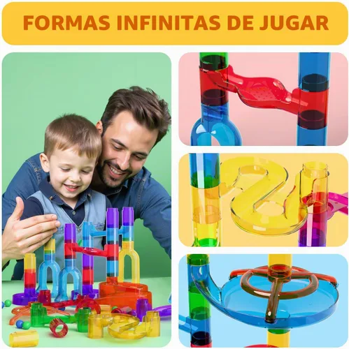 Vista 3 de MaxTronic Kit de carrera de canicas para niños, kit de laberinto de mármol mejorado de 0.630 in, canicas de 109 piezas, bloques de construcción