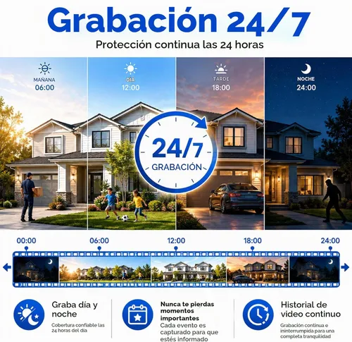 Vista 2 de Sistema de cámara de seguridad inalámbrica firstrend WiFi 24/7 de grabación