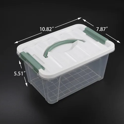 Vista 2 de Kiddream Paquete de 6 contenedores de almacenamiento de plástico transparente con tapas, contenedor de almacenamiento con pestillo