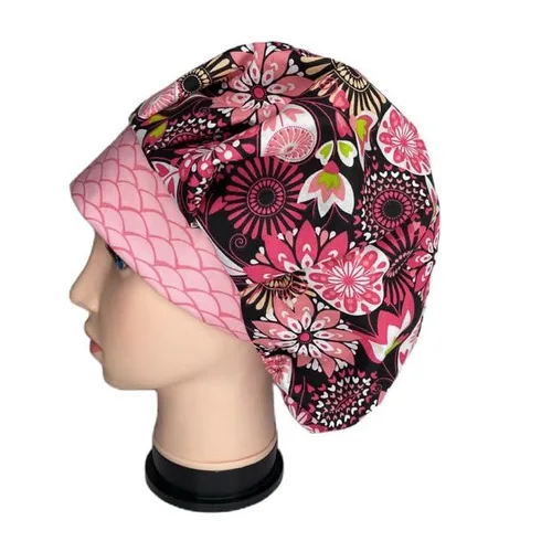 Vista 4 de Bouffant Scrub Cap Twist of Lime Scrub Hat OR Hats Womens Scrub Caps