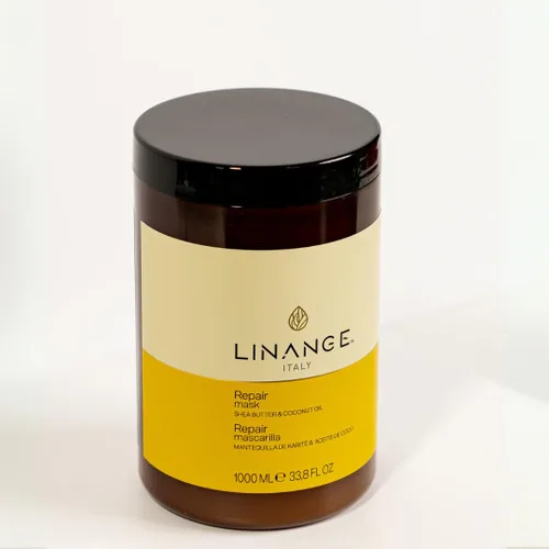 Vista 3 de LINANGE Mascarilla reparadora con manteca de karité y aceite de coco, tratamiento nutritivo para el cabello, 33.8 oz.