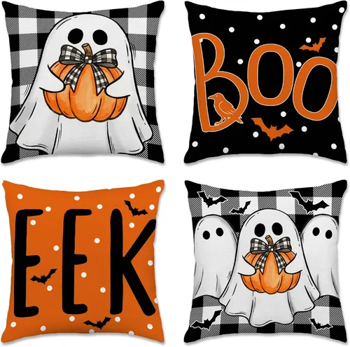 Vista 12 de pinata Juego de 4 fundas de almohada de otoño de 18 x 18 pulgadas