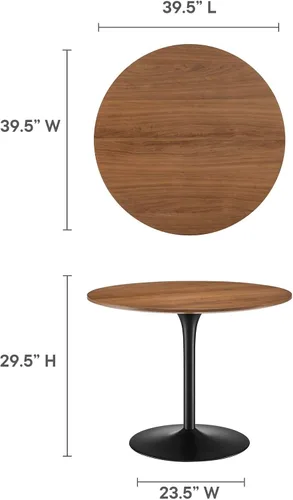 Vista 3 de Modway EEI-6313-WAL-BLK Pursuit - Mesa de comedor de 40 pulgadas, color negro nogal