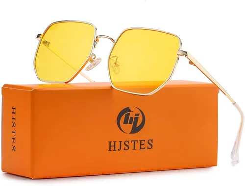 Vista 2 de HJSTES Square Polarized Sunglasses Womens Men Trendy Hexagon Frame Sun Glasses UV400 Protection