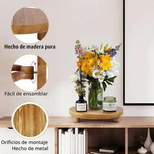 Vista 3 de Soportes de madera para plantas, elevadores de madera para interiores y exteriores para decoración, taburete de madera para mesa del hogar, baño