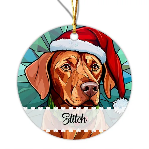Vista 10 de Adorno de Navidad de Alaskan Malamute 2025, con nombre personalizado de Alaskan Malamute estilo vitral, regalo para hijo e hija, adorno