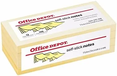 Vista 3 de Office Depot R Notas autoadhesivas 1 12 pulgadas x 2 pulgadas 100 hojas por bloc amarillo paquete de 12