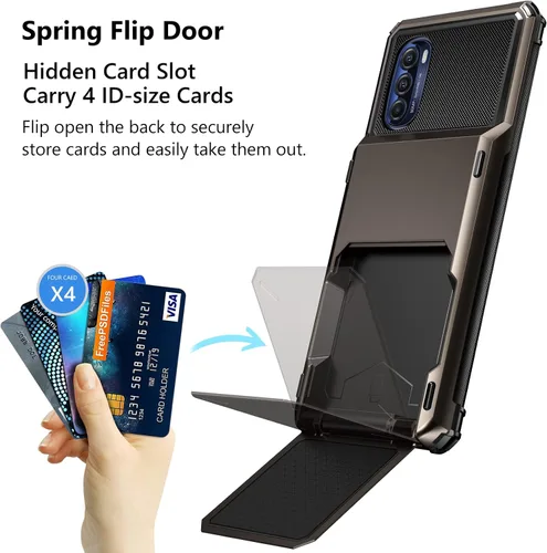 Vista 3 de Vofolen Cartera para Moto G 5G 2022 con tarjetero Gun Metal