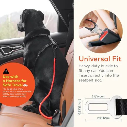 Vista 4 de Cinturón de seguridad para perro Cinturón de seguridad universal para automóvil para mascotas con cuerda de escalada reflectante, mosquetón