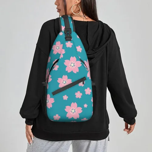 Vista 6 de NiuKom Mochila cruzada para el pecho, bolsa cruzada para el hombro, gimnasio, ciclismo, viajes, senderismo, para mujeres y hombres, Primavera