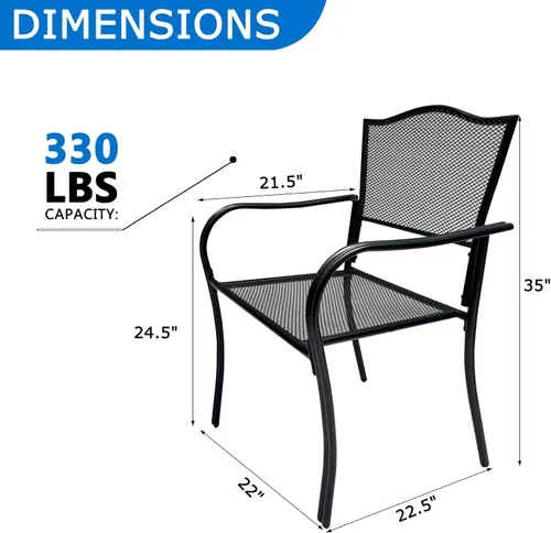 Vista 7 de Paquete de 4 sillas de metal para patio, sillas de comedor al aire libre para todo tipo de clima, con malla transpirable para jardín, piscina, patio