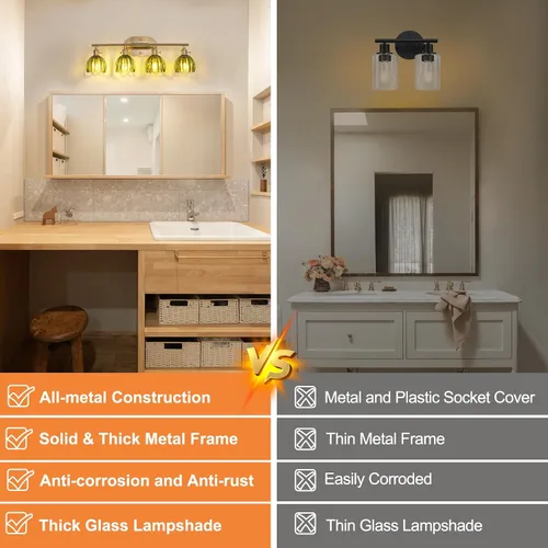 Vista 183 de Shenmoyl Lámparas de baño, lámpara de pared de 2 luces para tocador sobre espejo con pantalla de vidrio tulipán blanco para dormitorio, sala
