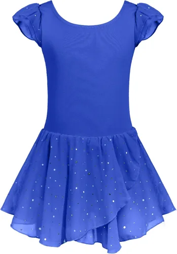 Vista 28 de Arshiner - Vestido de baile de ballet con mangas con volantes, leotardo de tutú con ruedo para niñas Lila