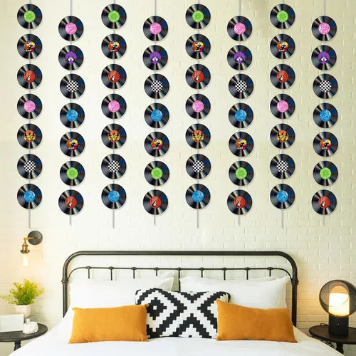 Vista 5 de 12 unidades de carteles de vinilo de los años 50, decoraciones de fiesta de los años 50, diseño de remolino colgante, kit de guirnalda de fiesta